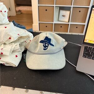 Beige and Navy Women's Hat